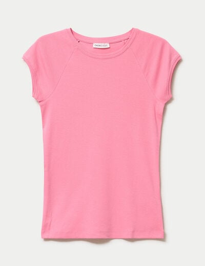 T-shirt manches courtes rose vif femme
