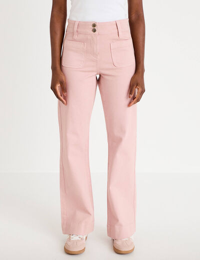 Jean bootcut taille haute rose clair femme