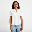 Blouse plastron brod&eacute; manches courtes ecru femme