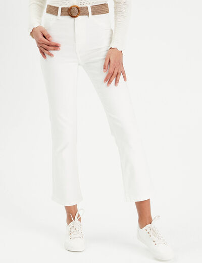 Jean bootcut cropped taille haute ecru femme
