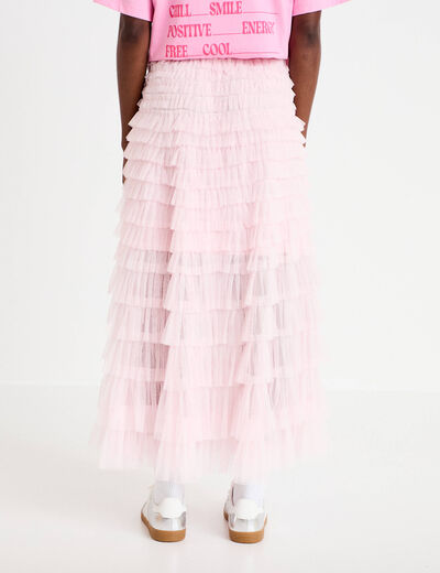 Jupe longue &eacute;vas&eacute;e rose clair femme