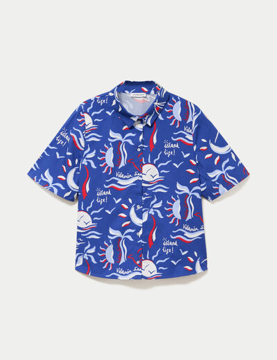 Chemise manches courtes bleu marine femme