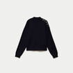 Pull col montant manches longues bleu marine femme