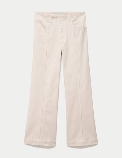 Pantalon bootcut taille basse en jean ecru femme