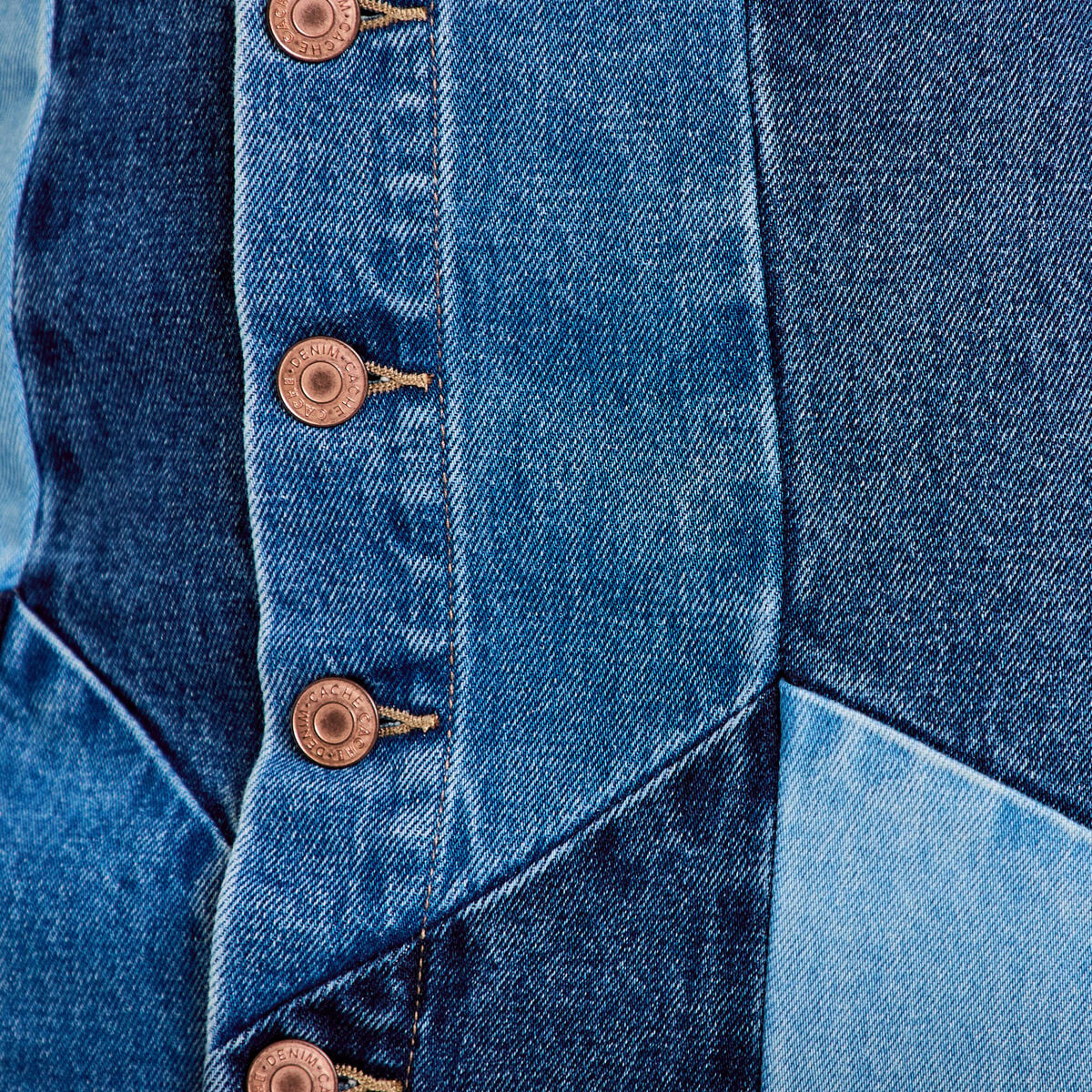 Jupe courte &eacute;vas&eacute;e taille haute en jean denim double stone femme