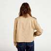 Trench droit court col tailleur sable femme