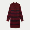 Robe pull droite manches longues 3/4 rouge fonc&eacute; femme