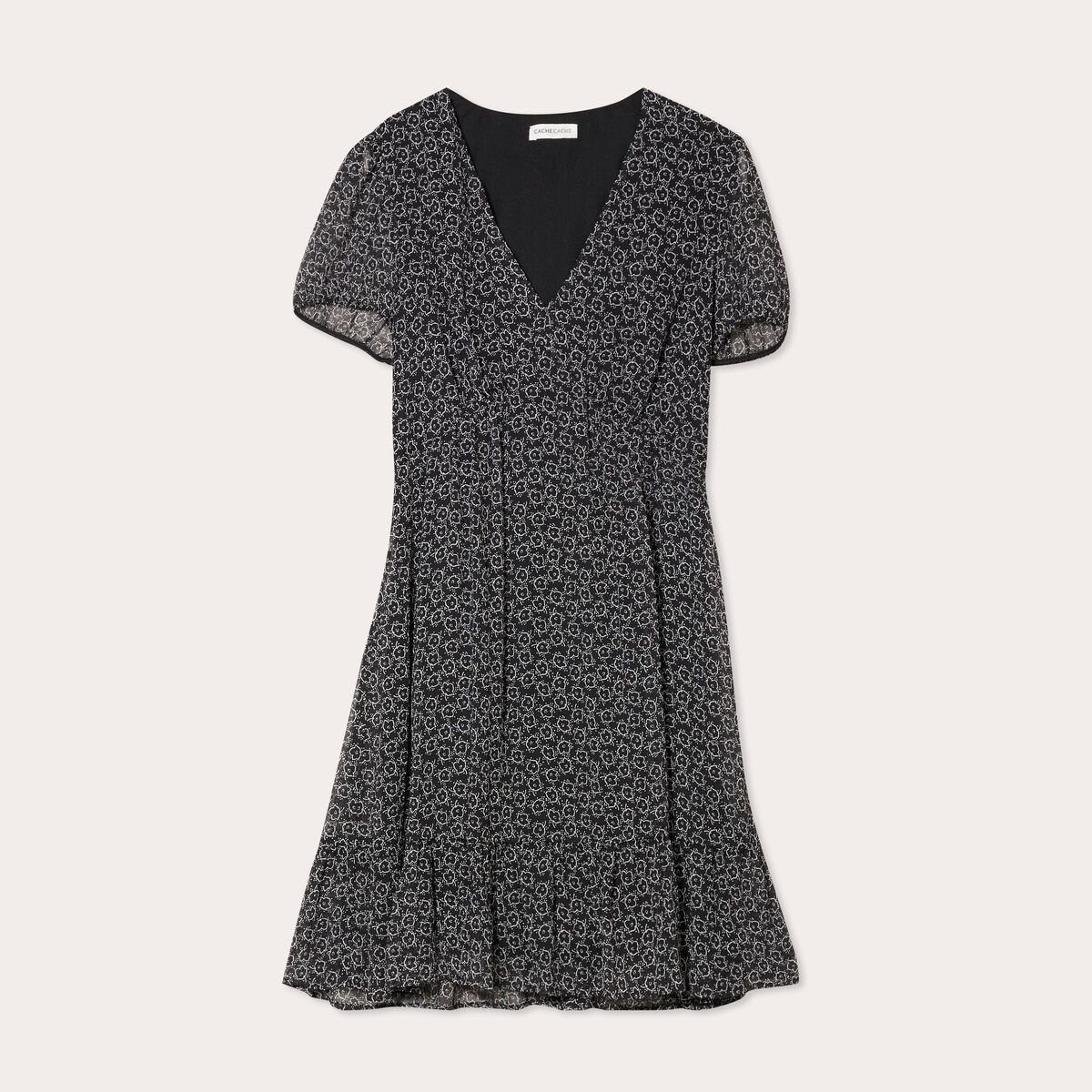 Robe &eacute;vas&eacute;e manches courtes noir femme