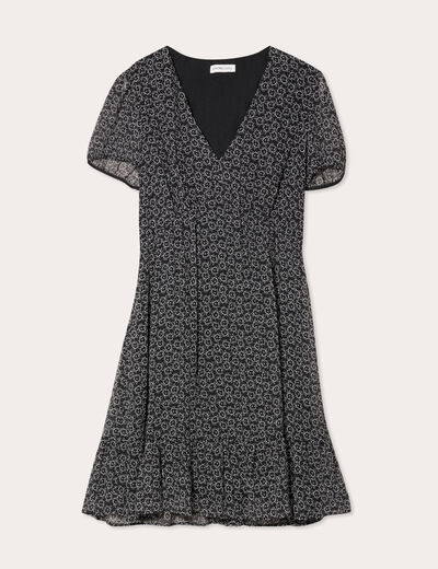 Robe &eacute;vas&eacute;e manches courtes noir femme