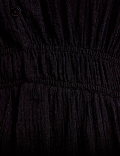 Robe courte &eacute;vas&eacute;e manches courtes noir femme