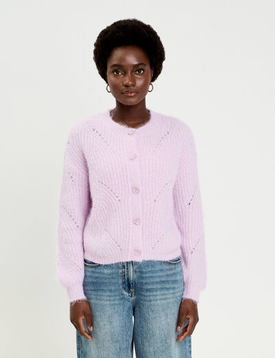 Gilet ajour&eacute; manches longues parme femme