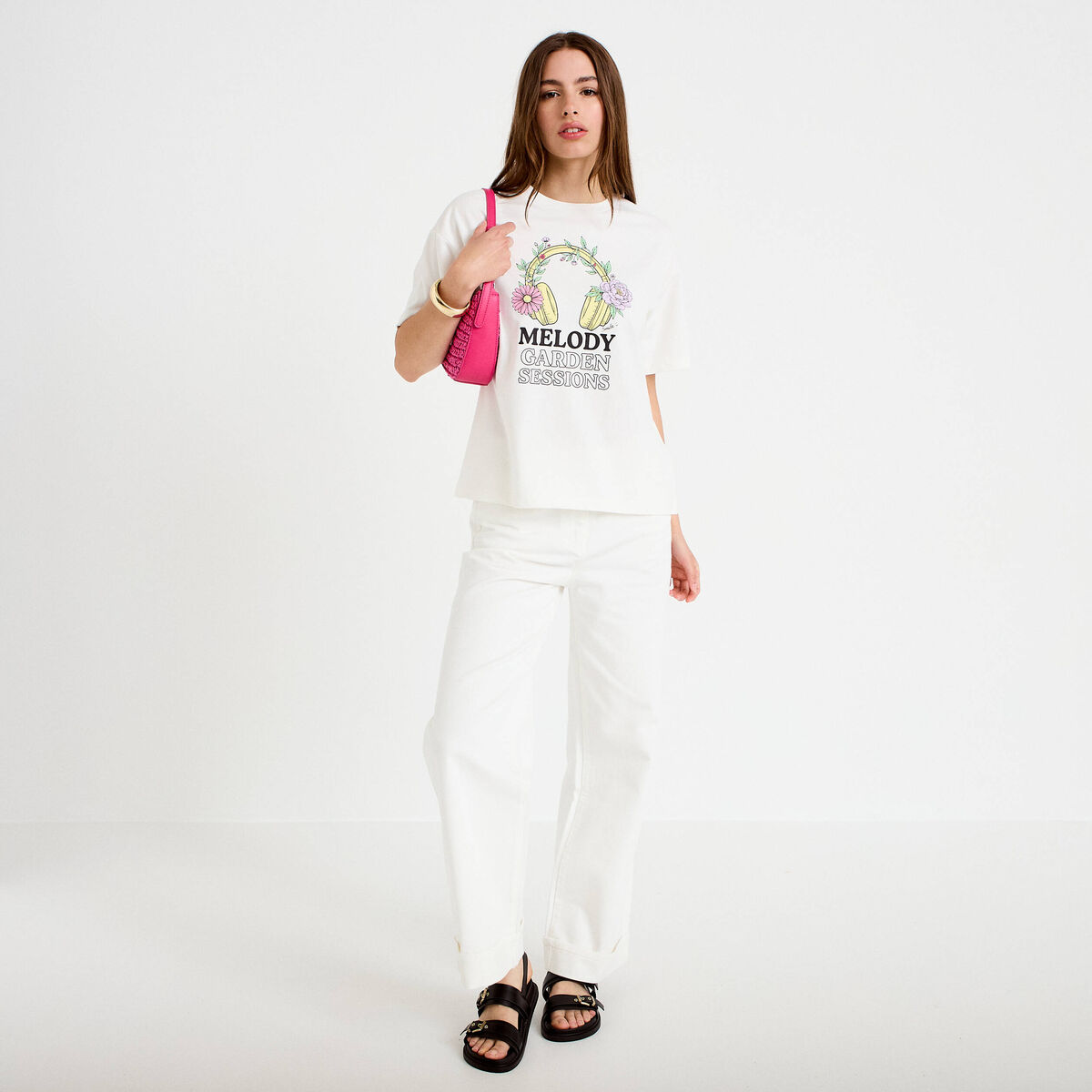 T-shirt oversize manches courtes blanc femme