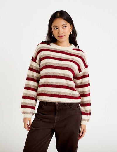 Pull ample manches longues ivoire femme