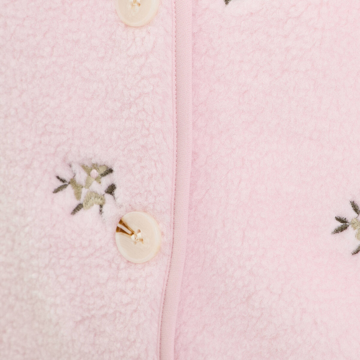 Gilet sans manches brod&eacute; effet polaire vieux rose femme