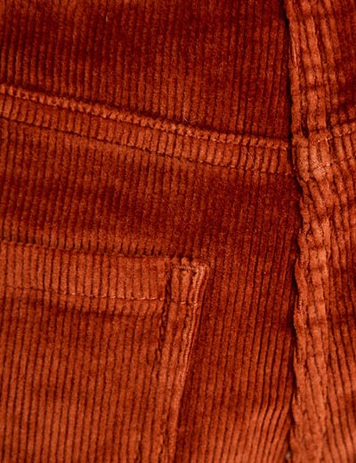 Pantalon barrel en velours marron cognac femme