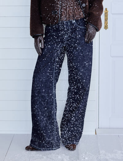 Jean wide leg taille basse denim brut femme