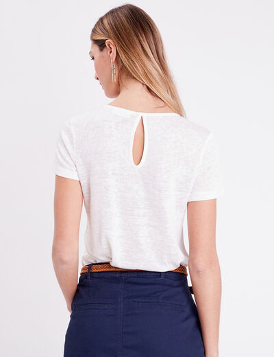 T-shirt manches courtes ecru femme