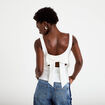 Top cintr&eacute; sans manches col carr&eacute; ecru femme