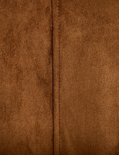 Trench droit manches longues aspect daim marron femme