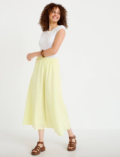 Jupon &eacute;vas&eacute; longueur 3/4 jaune femme