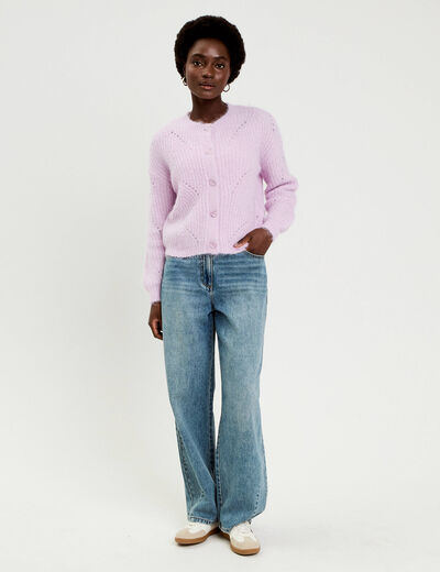 Gilet ajour&eacute; manches longues parme femme