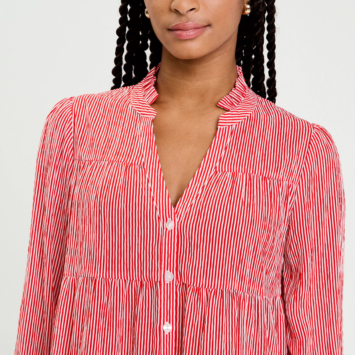 Blouse manches 3/4 rouge vif femme