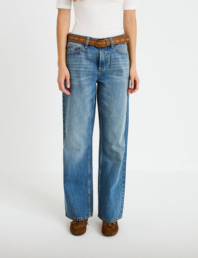 Jean wide leg ceinture amovible denim dirty femme