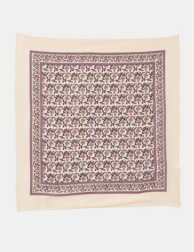 Foulard satin&eacute; soyeux ecru femme