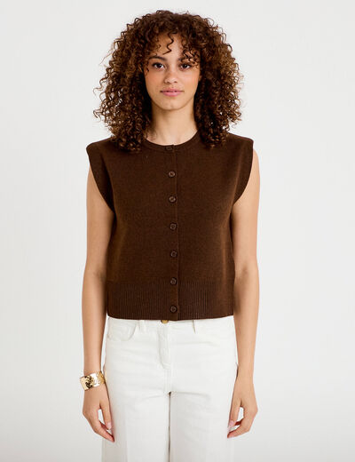 Gilet sans manches marron fonc&eacute; femme