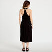 Robe longue droite fines bretelles col v noir femme