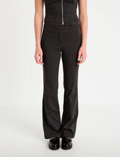 Pantalon bootcut taille basse noir femme