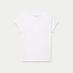 T-shirt ajust&eacute; col v manches courtes blanc femme
