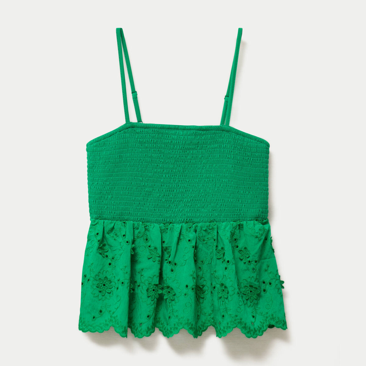 Top bi-mati&egrave;re &agrave; bretelles vert femme