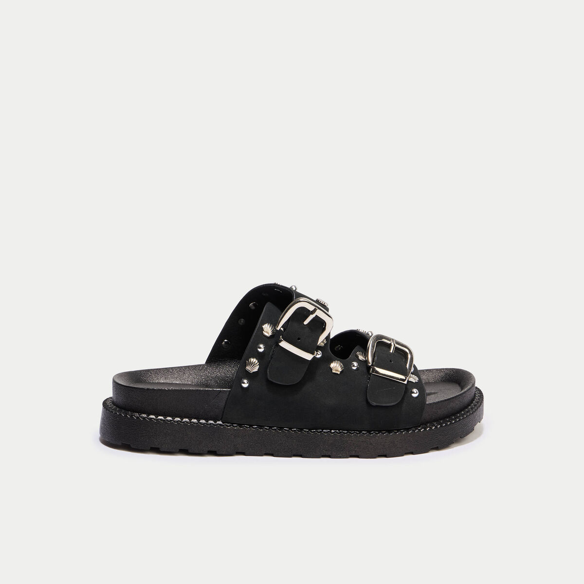 Mules &agrave; d&eacute;tails clout&eacute;s noir femme