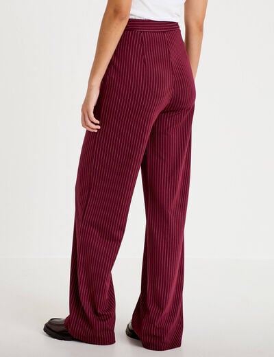Pantalon large taille haute rouge femme