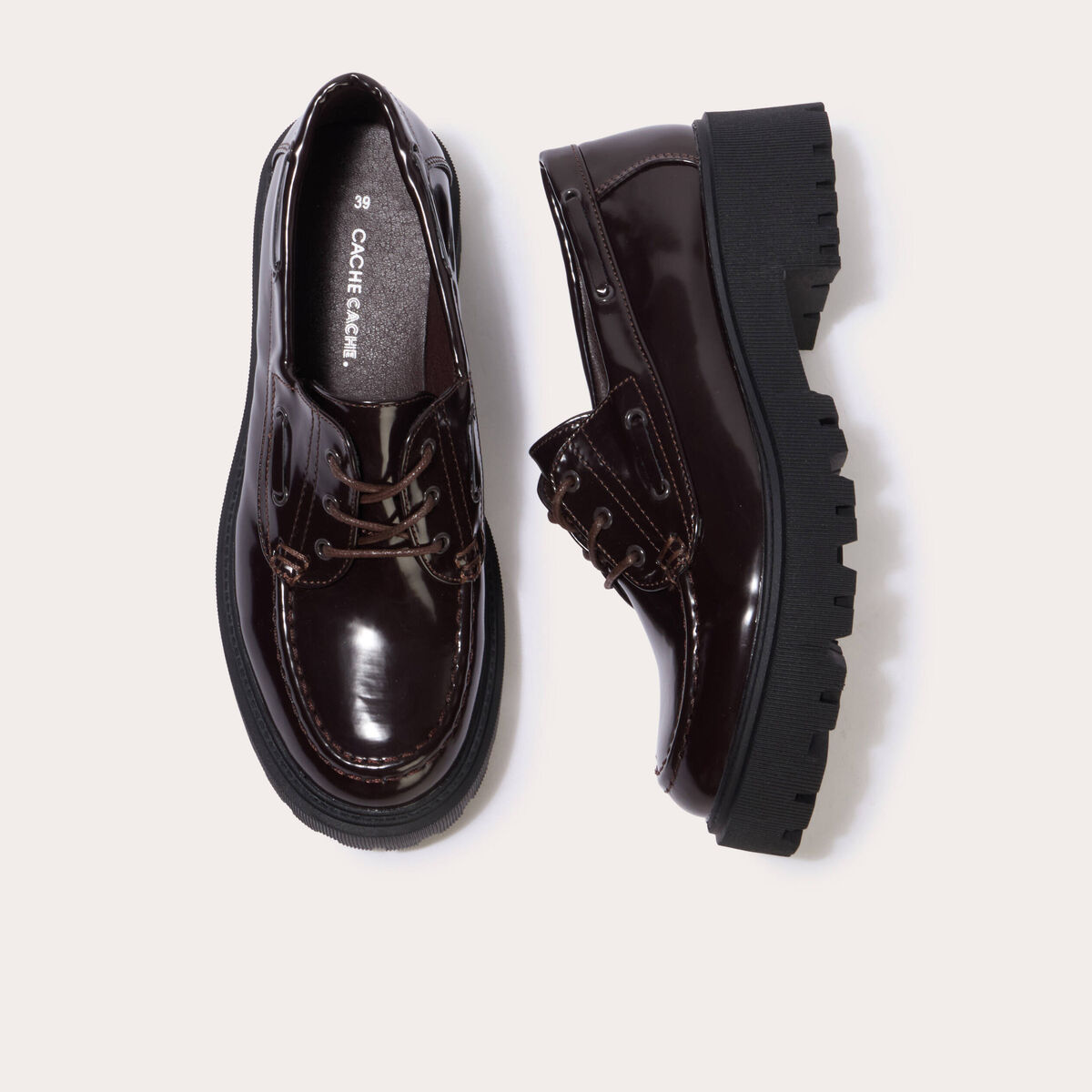 Mocassins &agrave; talon marron fonc&eacute; femme