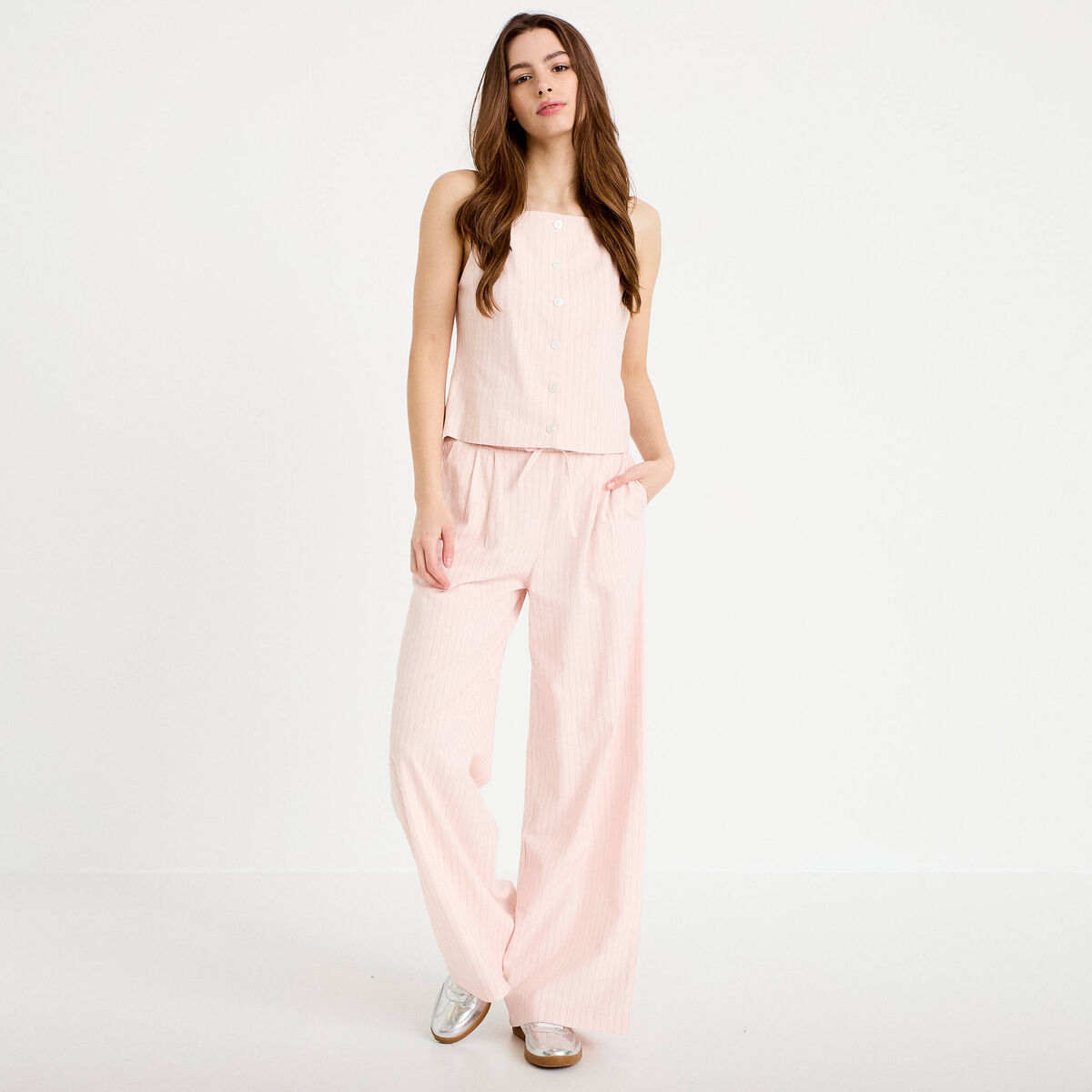 Pantalon large rose femme