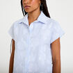 Chemise sans manches col am&eacute;ricain bleu ciel femme