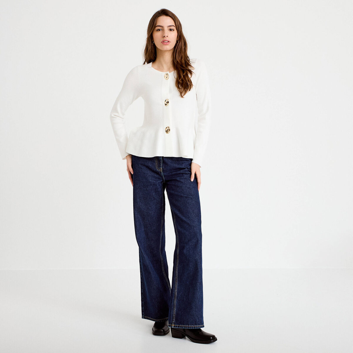 Gilet p&eacute;plum ecru femme