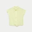 Chemise ample pliss&eacute;e manches courtes jaune femme