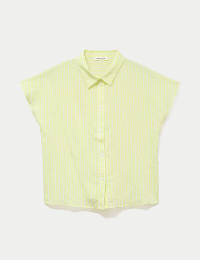 Chemise ample pliss&eacute;e manches courtes jaune femme