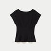 T-shirt cintr&eacute; col rond manches courtes noir femme