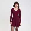 Robe tricot patineuse c&ocirc;tel&eacute;e bordeaux femme