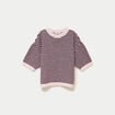 Pull ample duveteux manches courtes prune femme