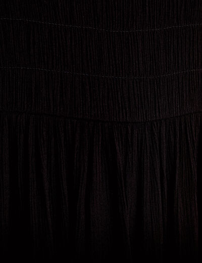 Robe &eacute;vas&eacute;e manches courtes 3/4 noir femme
