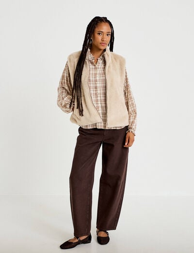 Veste r&eacute;versible sans manches beige femme