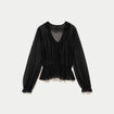 Blouse d&eacute;collet&eacute; manches longues gris argent femme