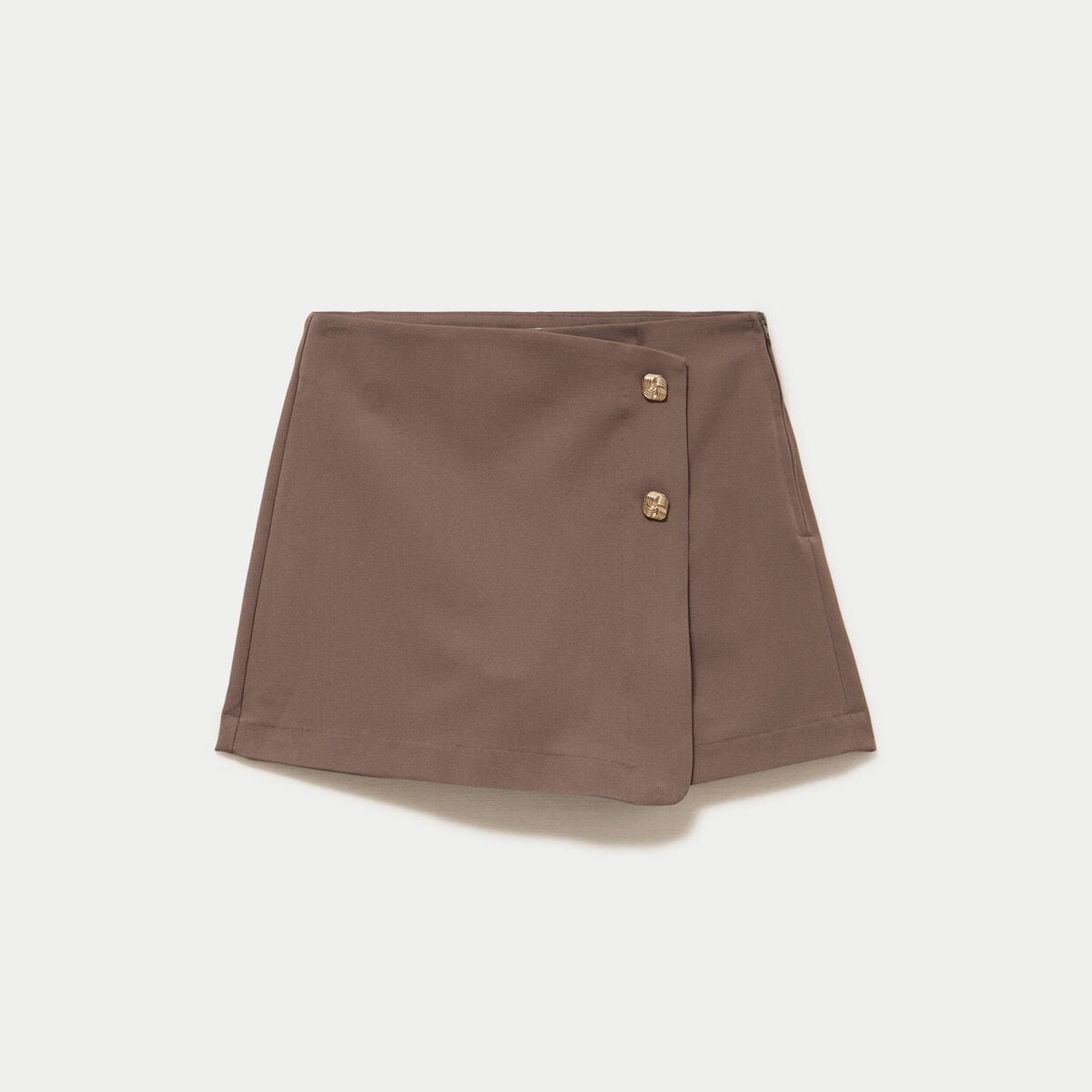 Jupe-short trap&egrave;ze courte taupe femme