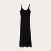 Robe longue droite col b&eacute;nitier dentelle noir femme