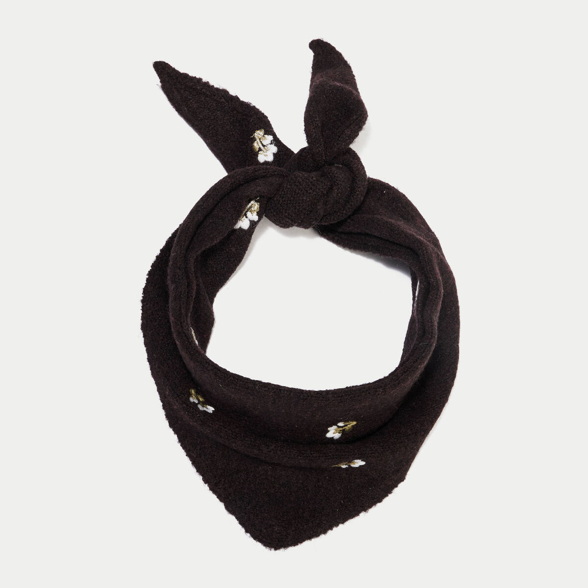 Foulard avec broderie marron fonc&eacute; femme